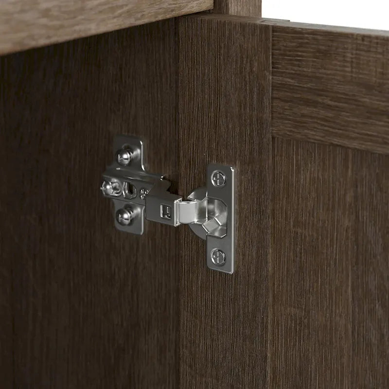 Meuble de rangement rustique en bois avec portes et étagères ouvertes, couleur bois flotté