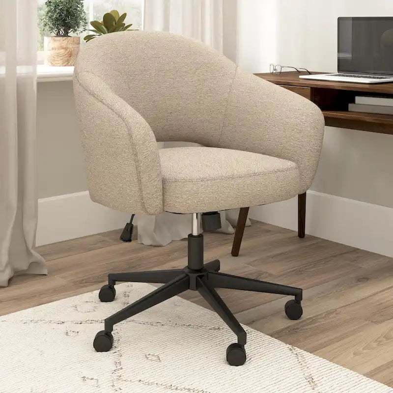 Chaise de bureau pivotante de style Mid-Century Modern avec coussin en mousse à mémoire de forme, revêtement en tissu