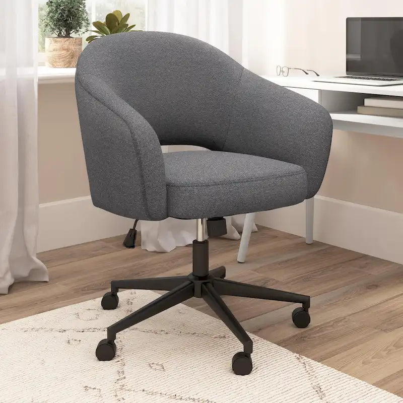 Chaise de bureau pivotante de style Mid-Century Modern avec coussin en mousse à mémoire de forme, revêtement en tissu