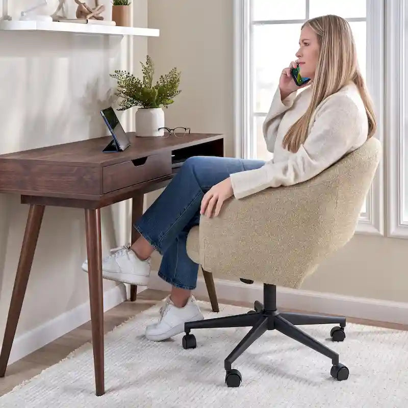Chaise de bureau pivotante de style Mid-Century Modern avec coussin en mousse à mémoire de forme, revêtement en tissu