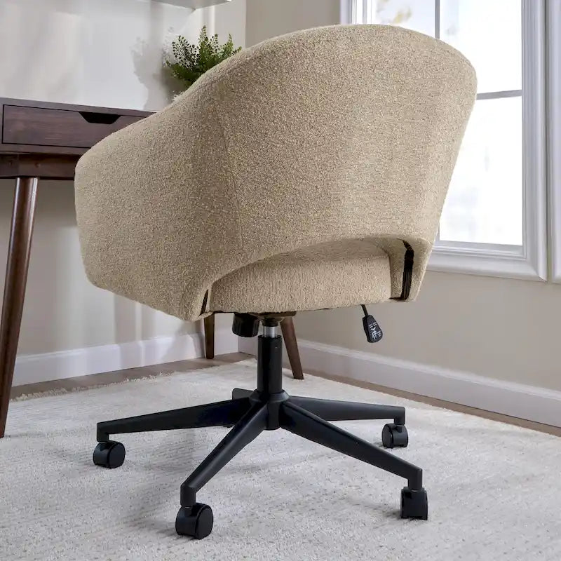 Chaise de bureau pivotante de style Mid-Century Modern avec coussin en mousse à mémoire de forme, revêtement en tissu