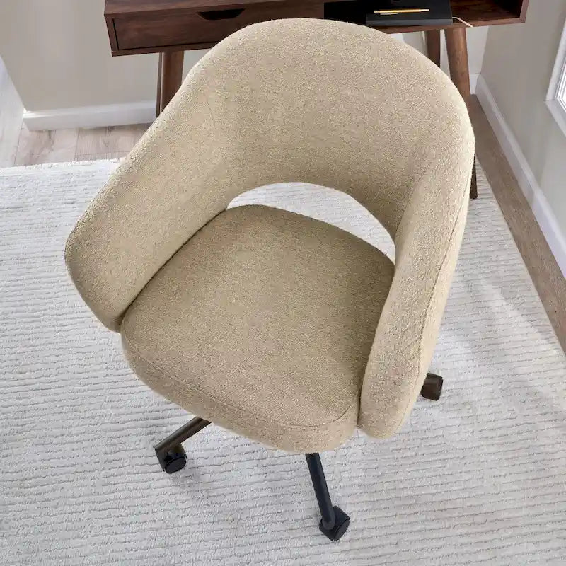 Chaise de bureau pivotante de style Mid-Century Modern avec coussin en mousse à mémoire de forme, revêtement en tissu