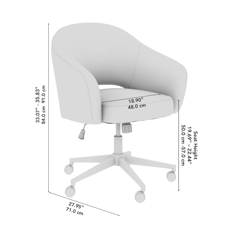 Chaise de bureau pivotante de style Mid-Century Modern avec coussin en mousse à mémoire de forme, revêtement en tissu