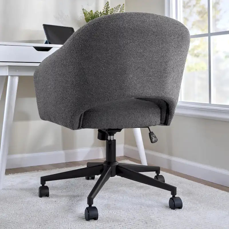 Chaise de bureau pivotante de style Mid-Century Modern avec coussin en mousse à mémoire de forme, revêtement en tissu