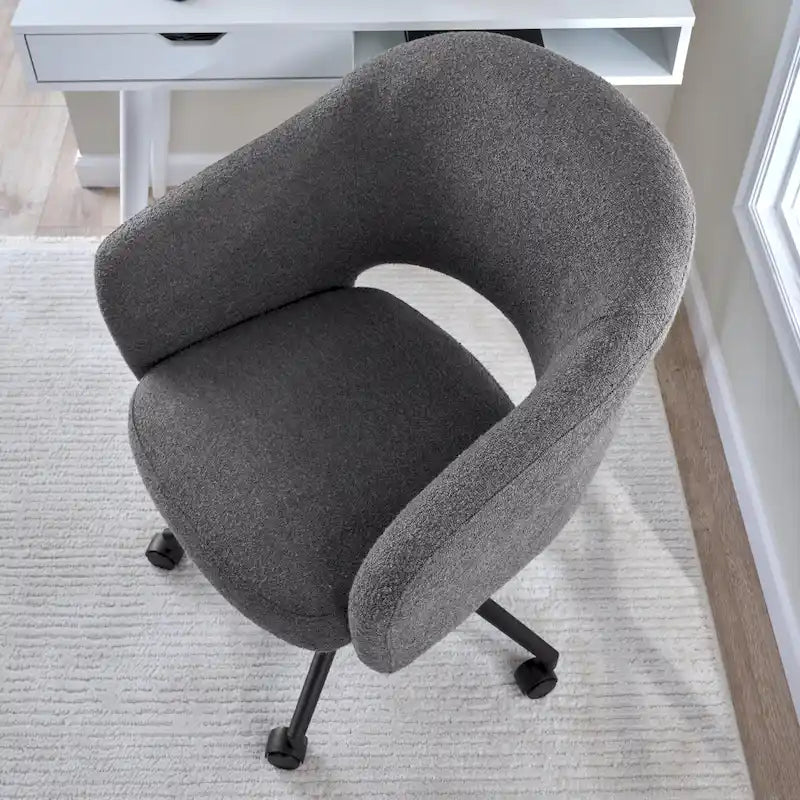 Chaise de bureau pivotante de style Mid-Century Modern avec coussin en mousse à mémoire de forme, revêtement en tissu