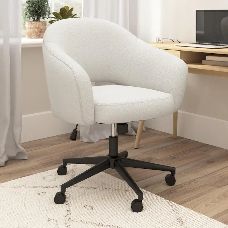Chaise de bureau pivotante de style Mid-Century Modern avec coussin en mousse à mémoire de forme, revêtement en tissu