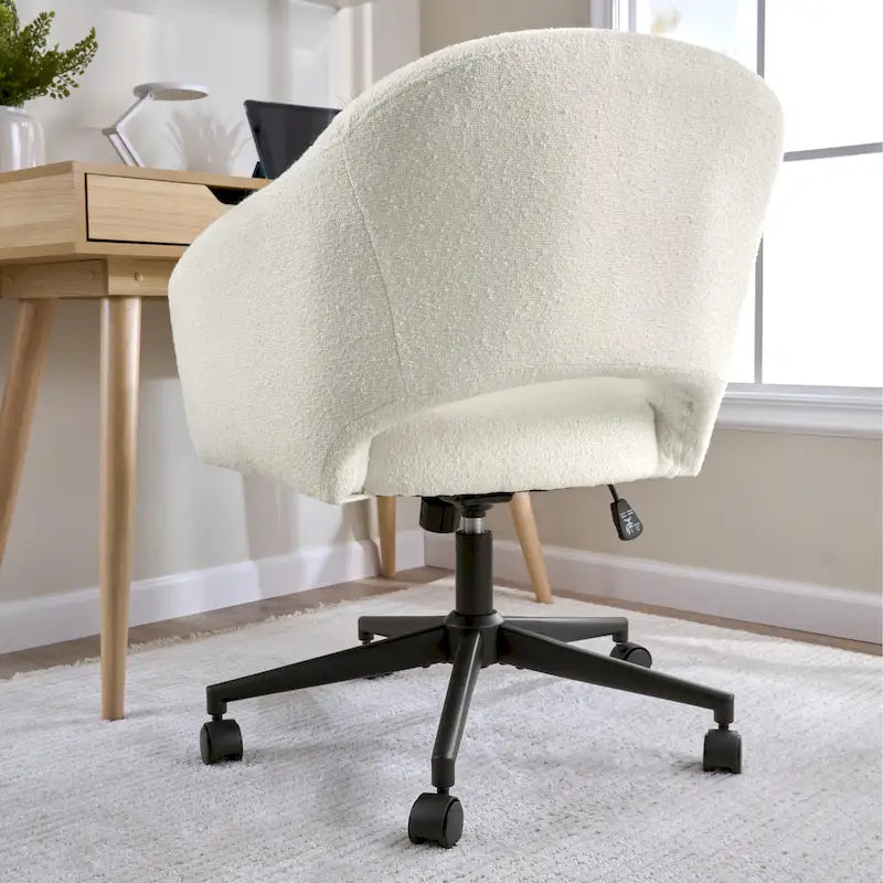 Chaise de bureau pivotante de style Mid-Century Modern avec coussin en mousse à mémoire de forme, revêtement en tissu