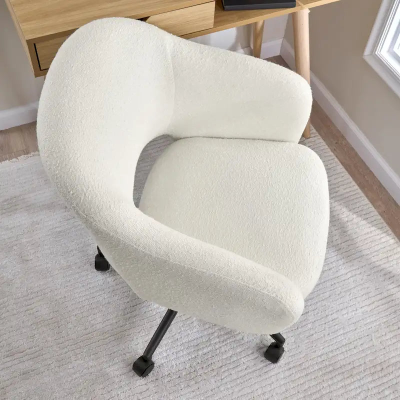 Chaise de bureau pivotante de style Mid-Century Modern avec coussin en mousse à mémoire de forme, revêtement en tissu