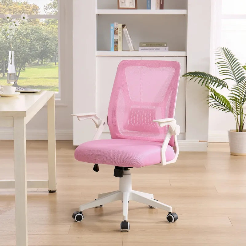 Chaise de bureau pivotante à dossier mi-haut en maille avec hauteur et accoudoirs réglables