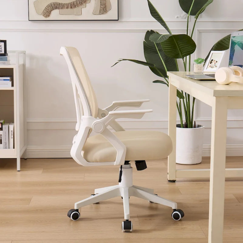 Chaise de bureau pivotante à dossier mi-haut en maille avec hauteur et accoudoirs réglables