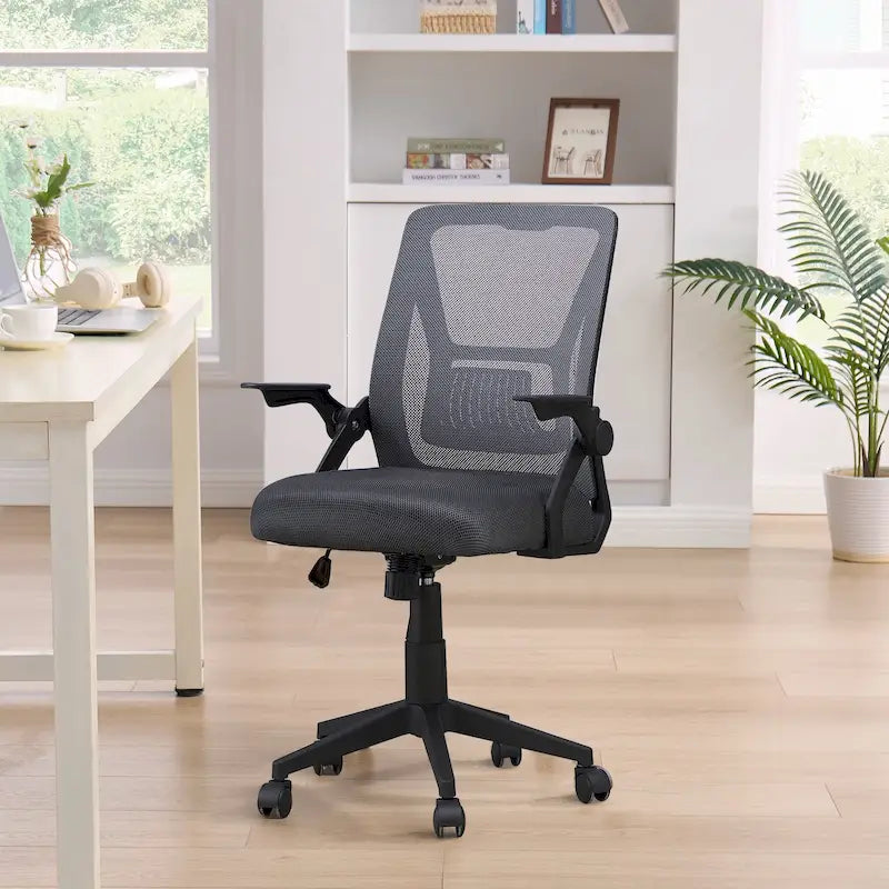 Chaise de bureau pivotante à dossier mi-haut en maille avec hauteur et accoudoirs réglables