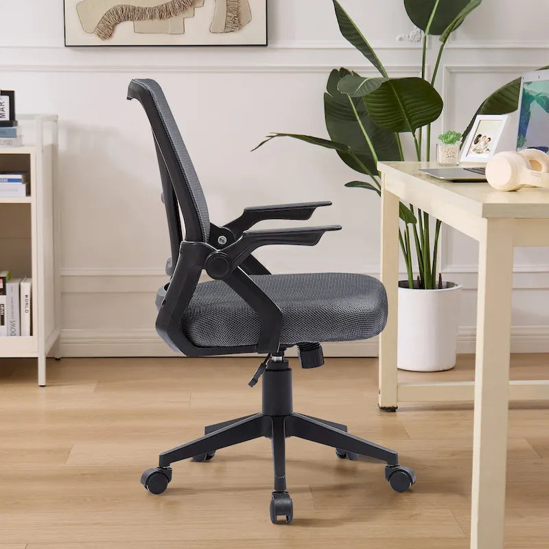 Chaise de bureau pivotante à dossier mi-haut en maille avec hauteur et accoudoirs réglables