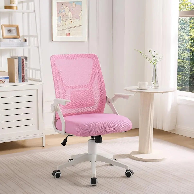 Chaise de bureau pivotante à dossier mi-haut en maille avec hauteur et accoudoirs réglables