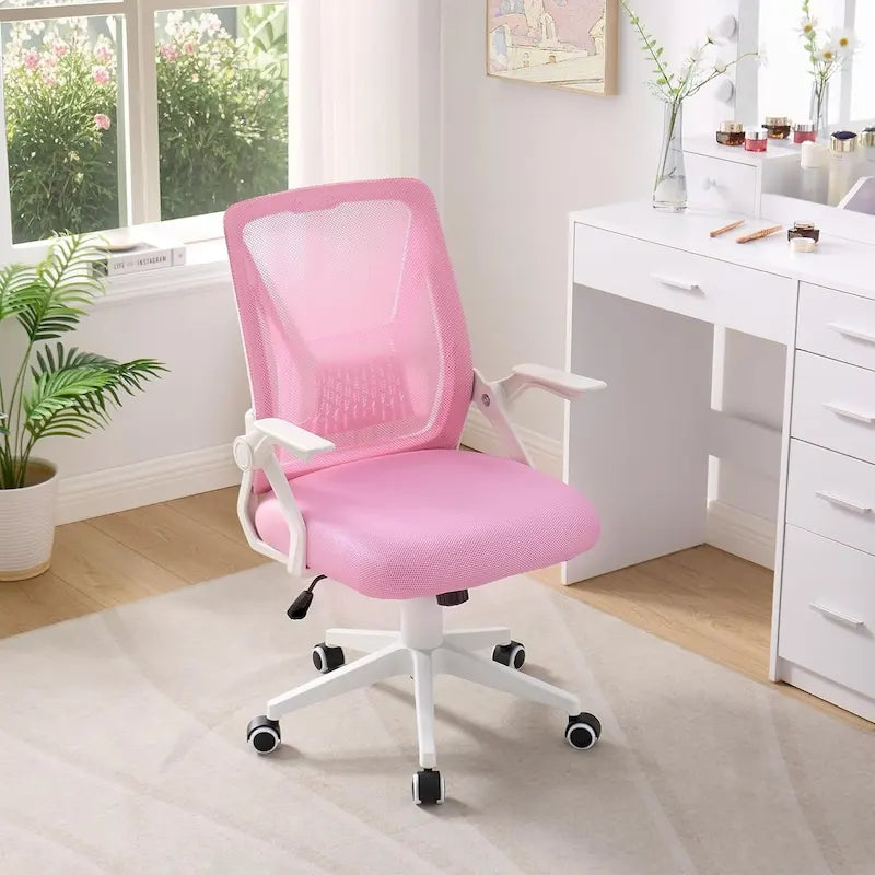 Chaise de bureau pivotante à dossier mi-haut en maille avec hauteur et accoudoirs réglables