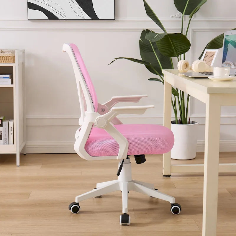 Chaise de bureau pivotante à dossier mi-haut en maille avec hauteur et accoudoirs réglables