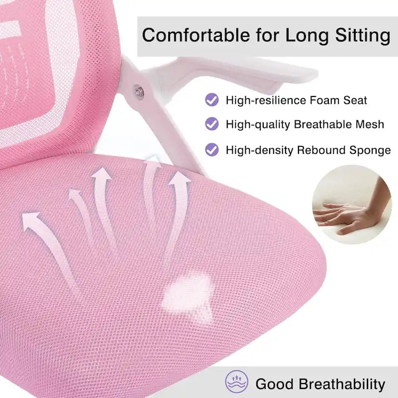 Chaise de bureau pivotante à dossier mi-haut en maille avec hauteur et accoudoirs réglables