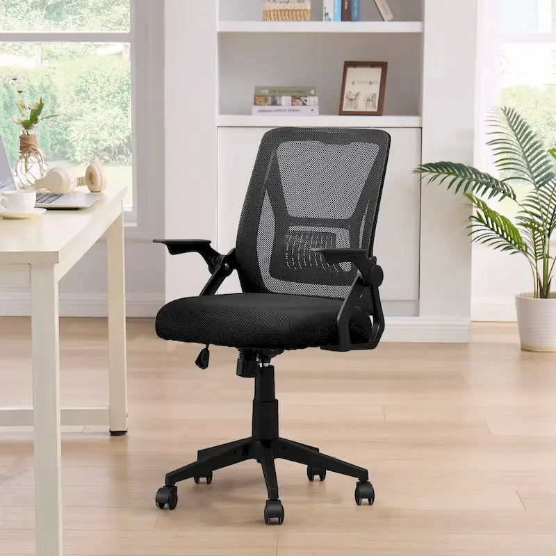 Chaise de bureau pivotante à dossier mi-haut en maille avec hauteur et accoudoirs réglables