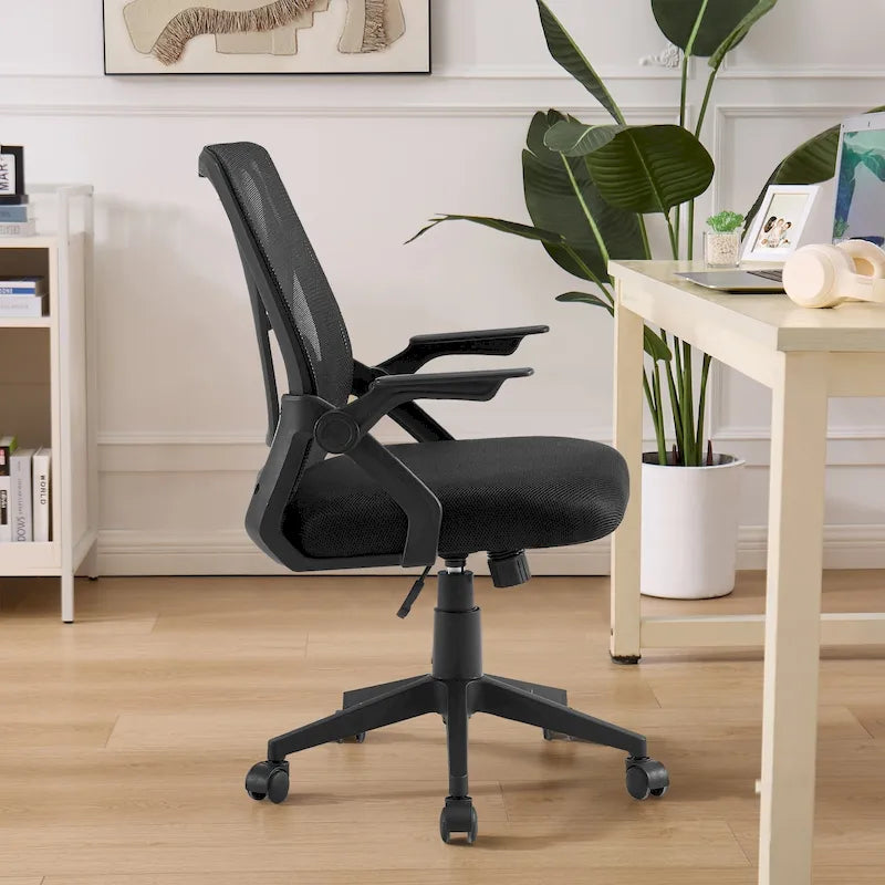 Chaise de bureau pivotante à dossier mi-haut en maille avec hauteur et accoudoirs réglables