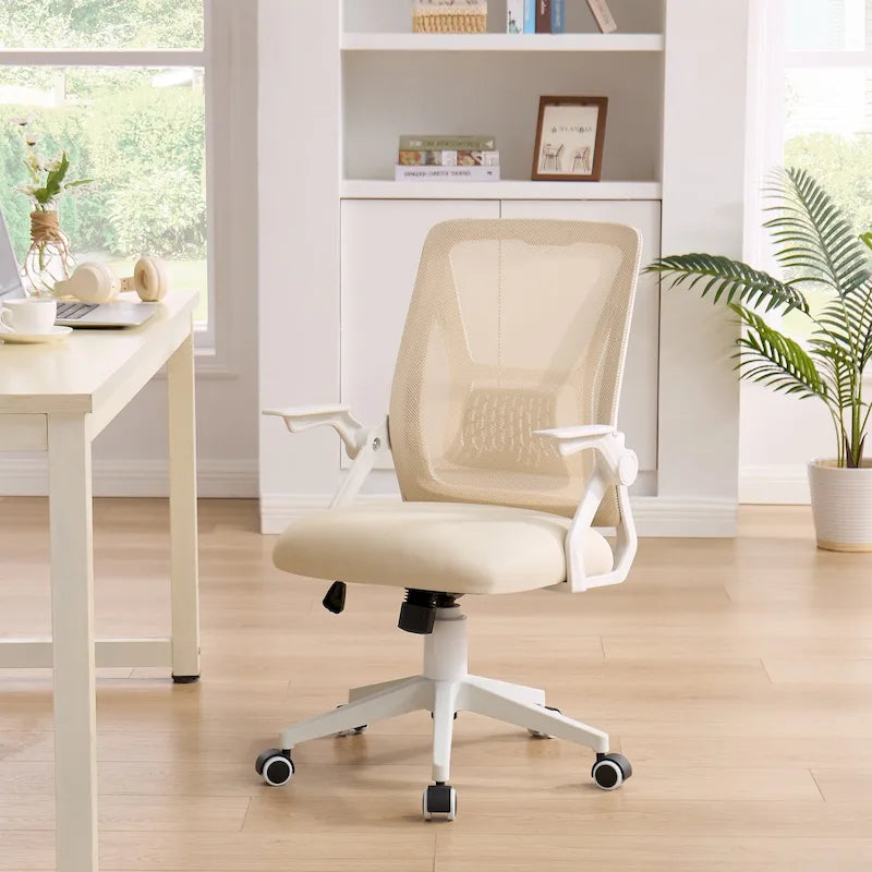 Chaise de bureau pivotante à dossier mi-haut en maille avec hauteur et accoudoirs réglables