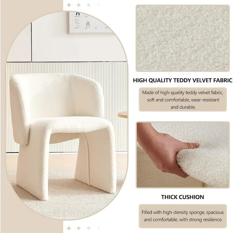 Fauteuil de salle à manger d'appoint en forme de tonneau, rembourré, en fausse peau de mouton, vert, marron, blanc cassé