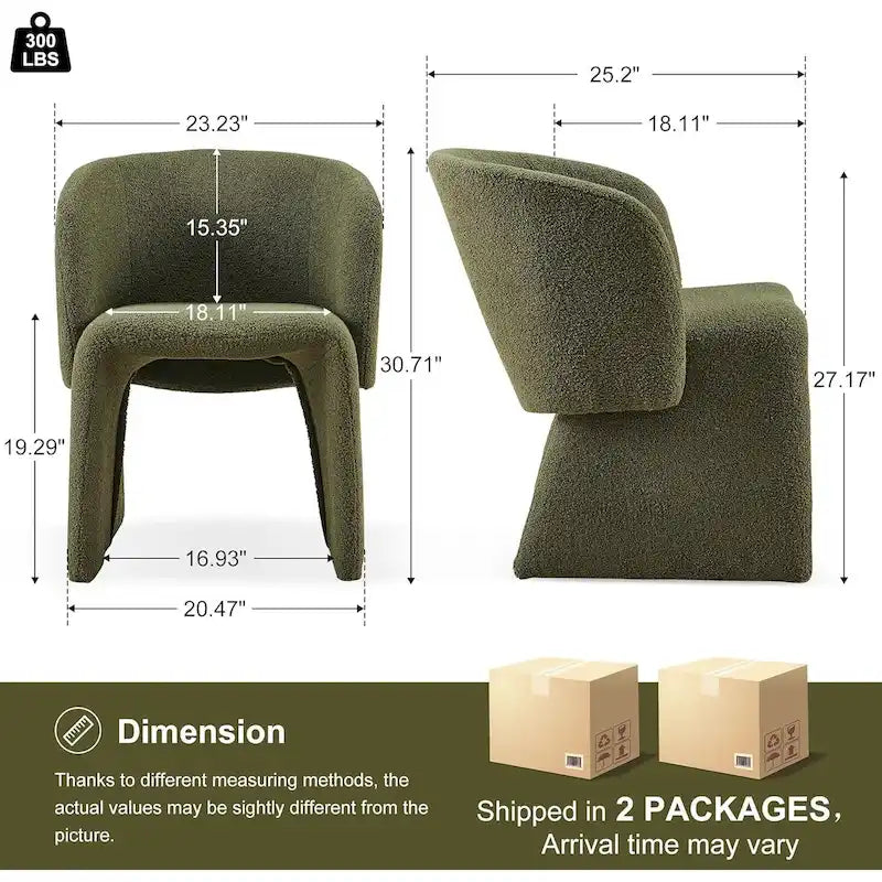 Fauteuil de salle à manger d'appoint en forme de tonneau, rembourré, en fausse peau de mouton, vert, marron, blanc cassé