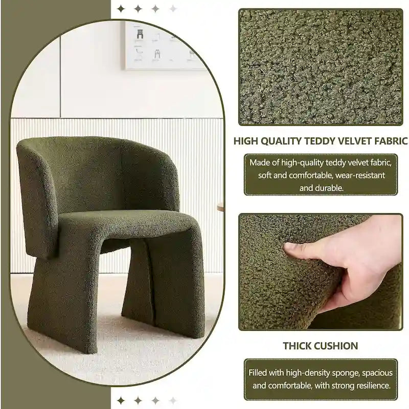 Fauteuil de salle à manger d'appoint en forme de tonneau, rembourré, en fausse peau de mouton, vert, marron, blanc cassé