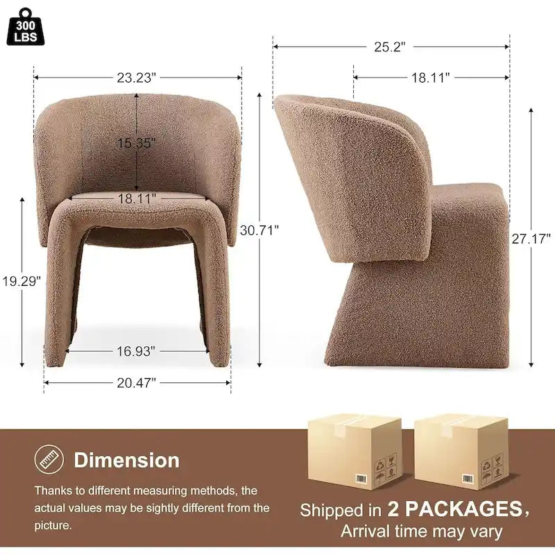 Fauteuil de salle à manger d'appoint en forme de tonneau, rembourré, en fausse peau de mouton, vert, marron, blanc cassé