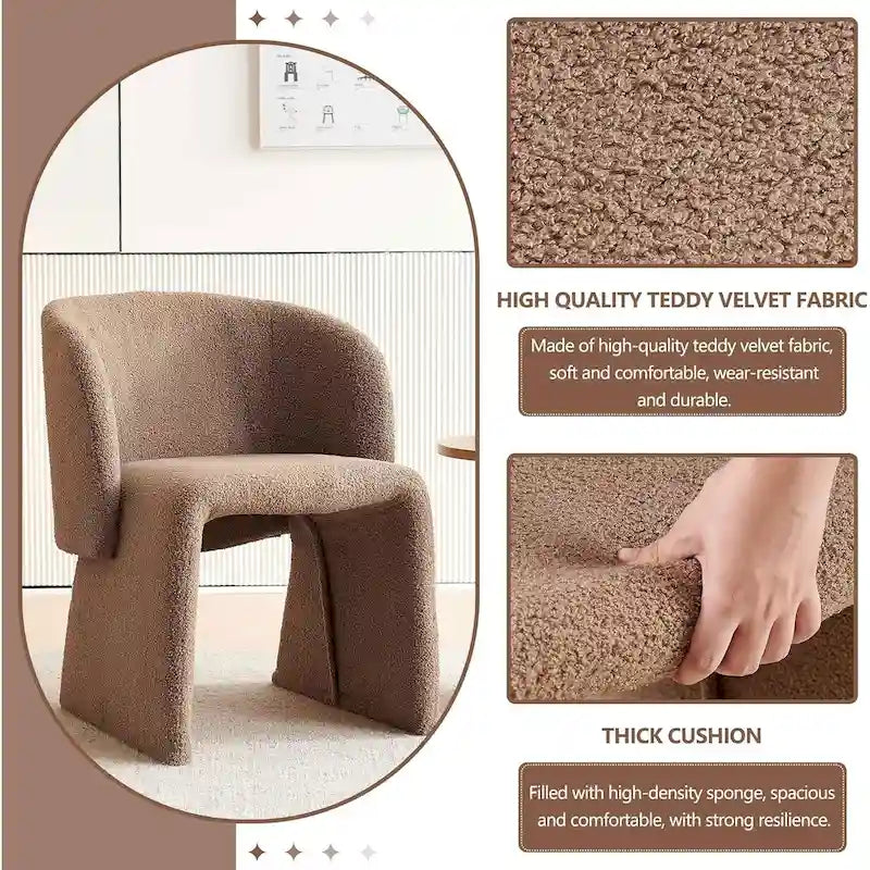 Fauteuil de salle à manger d'appoint en forme de tonneau, rembourré, en fausse peau de mouton, vert, marron, blanc cassé