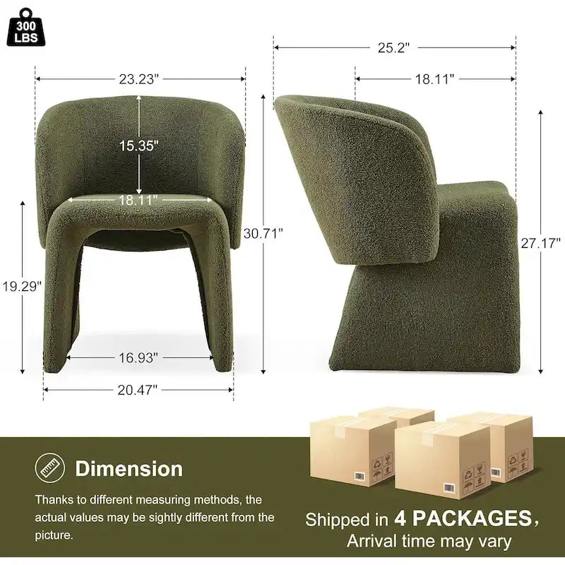 Fauteuil de salle à manger d'appoint en forme de tonneau, rembourré, en fausse peau de mouton, vert, marron, blanc cassé
