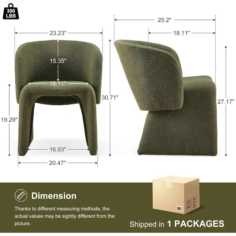 Fauteuil de salle à manger d'appoint en forme de tonneau, rembourré, en fausse peau de mouton, vert, marron, blanc cassé