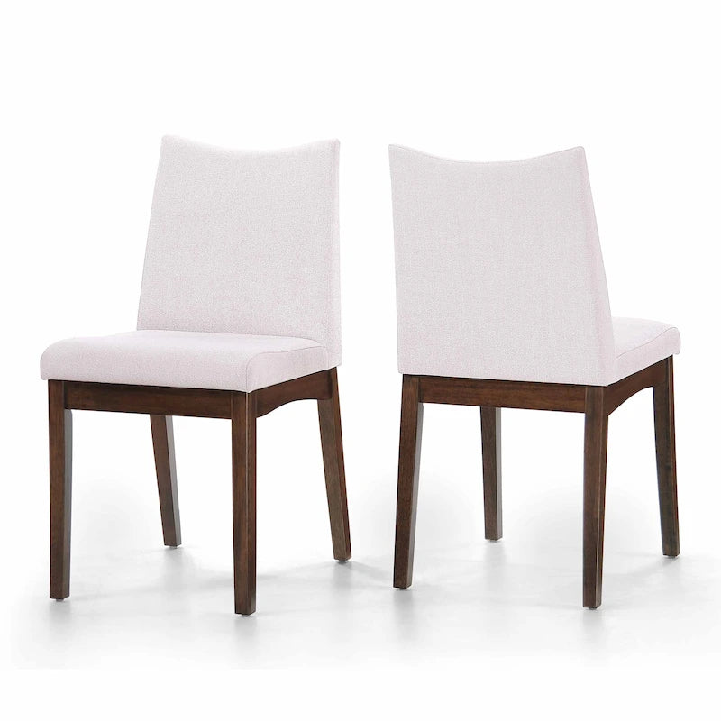 Chaise de salle à manger tapissée en tissu de style milieu du siècle avec pieds en bois massif