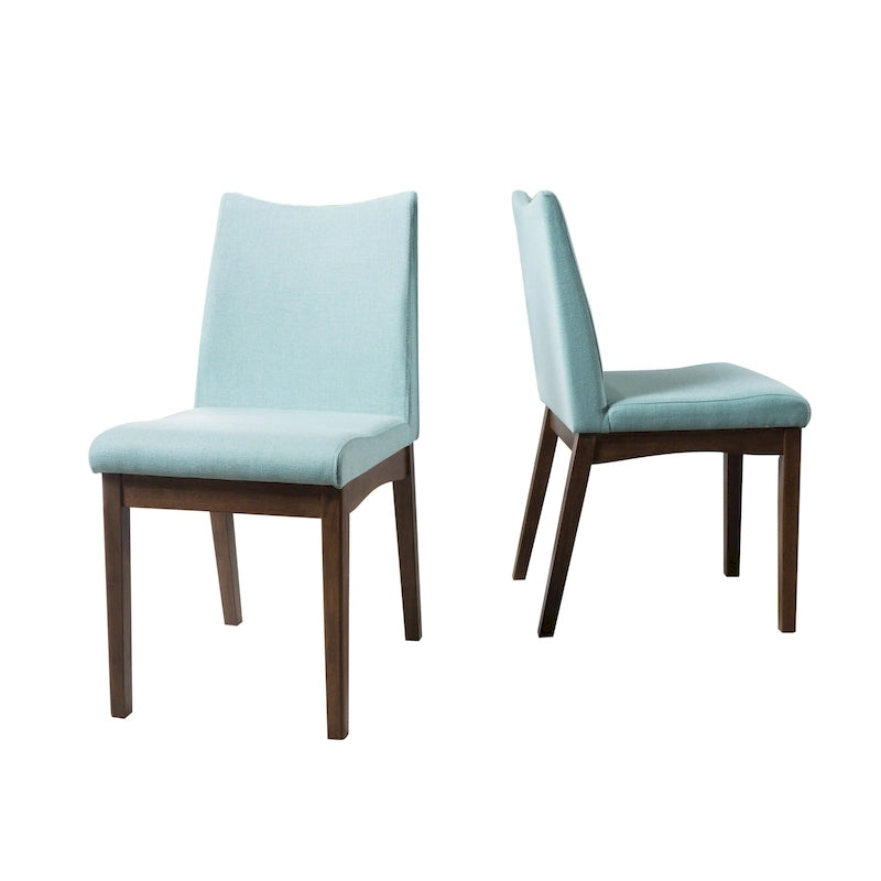Chaise de salle à manger tapissée en tissu de style milieu du siècle avec pieds en bois massif