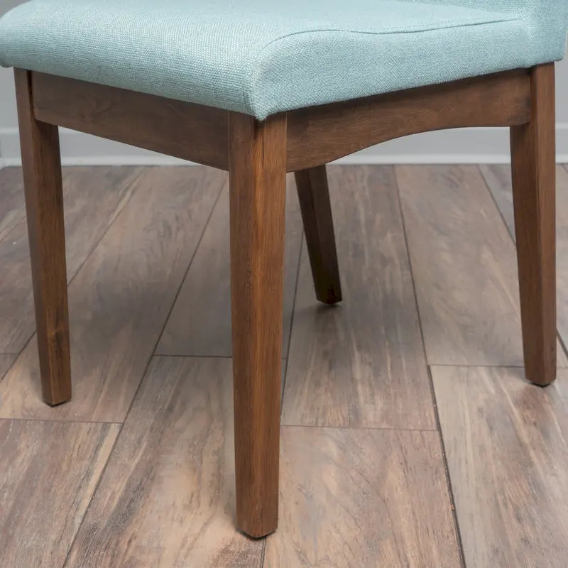 Chaise de salle à manger tapissée en tissu de style milieu du siècle avec pieds en bois massif