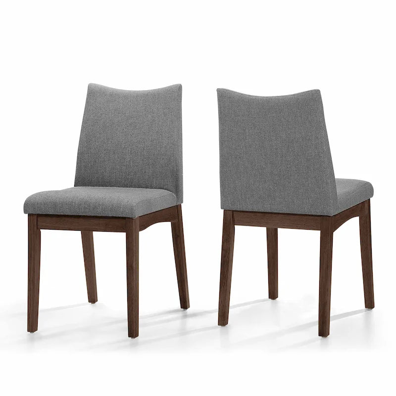 Chaise de salle à manger tapissée en tissu de style milieu du siècle avec pieds en bois massif