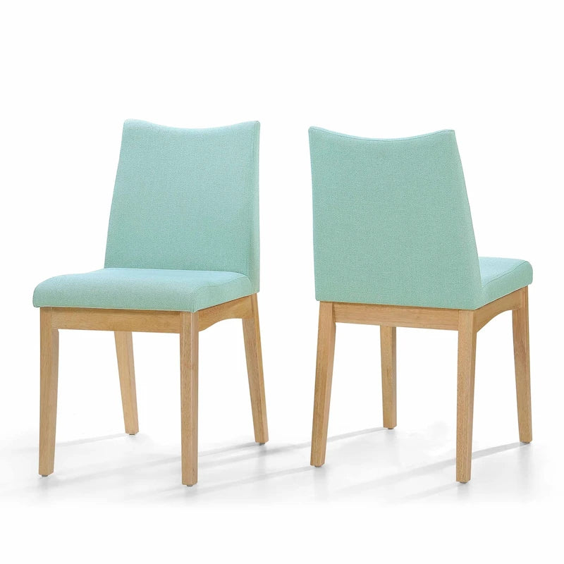 Chaise de salle à manger tapissée en tissu de style milieu du siècle avec pieds en bois massif