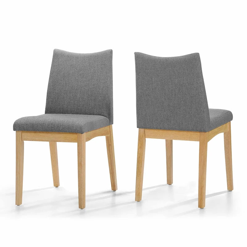 Chaise de salle à manger tapissée en tissu de style milieu du siècle avec pieds en bois massif