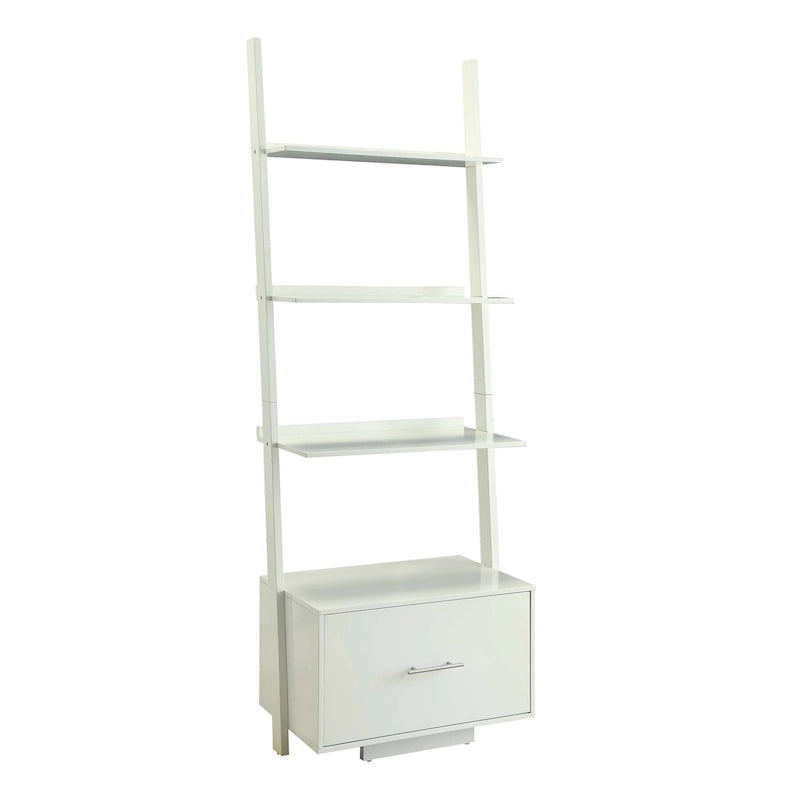 Étagère-échelle avec tiroir classeur 4 niveaux de rangement ouverts Espresso foncé