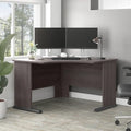 Bureau d'angle en L pour ordinateur avec gestion des câbles Gris orage Blanc platine