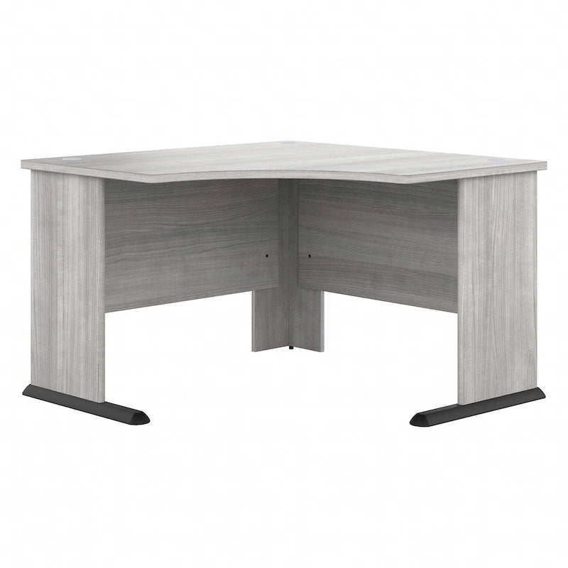 Bureau d'angle en L pour ordinateur avec gestion des câbles Gris orage Blanc platine