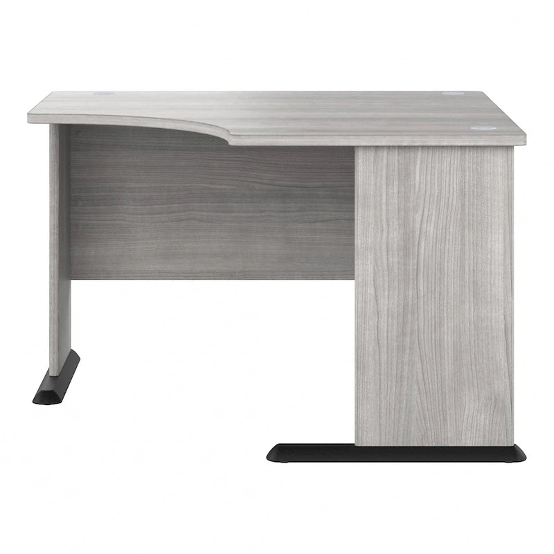 Bureau d'angle en L pour ordinateur avec gestion des câbles Gris orage Blanc platine