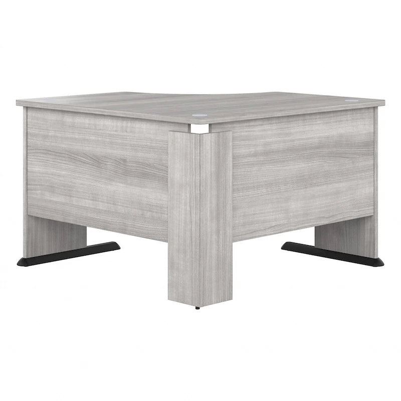 Bureau d'angle en L pour ordinateur avec gestion des câbles Gris orage Blanc platine