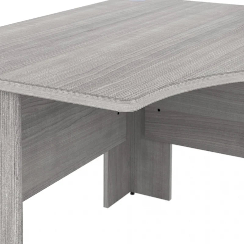 Bureau d'angle en L pour ordinateur avec gestion des câbles Gris orage Blanc platine