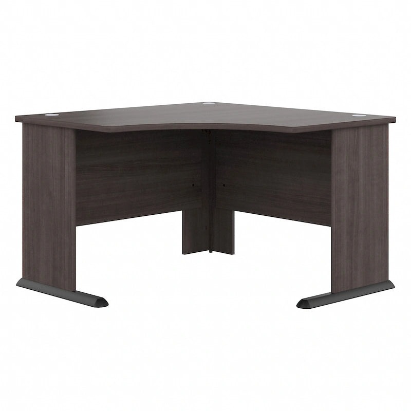 Bureau d'angle en L pour ordinateur avec gestion des câbles Gris orage Blanc platine
