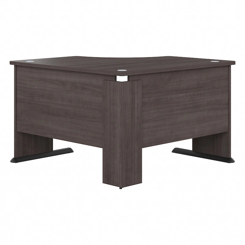 Bureau d'angle en L pour ordinateur avec gestion des câbles Gris orage Blanc platine