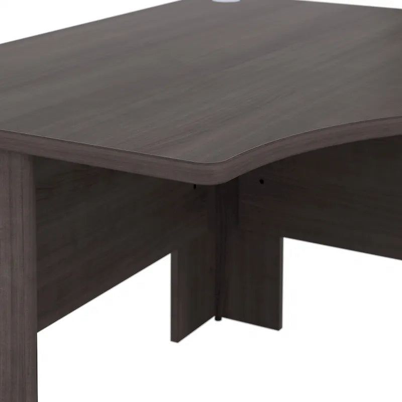 Bureau d'angle en L pour ordinateur avec gestion des câbles Gris orage Blanc platine