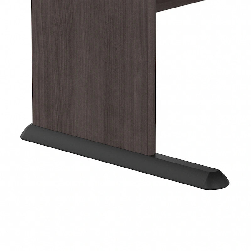 Bureau d'angle en L pour ordinateur avec gestion des câbles Gris orage Blanc platine