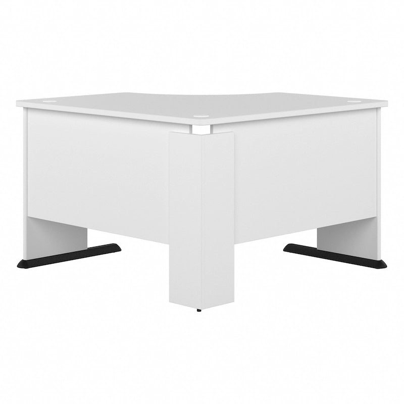 Bureau d'angle en L pour ordinateur avec gestion des câbles Gris orage Blanc platine