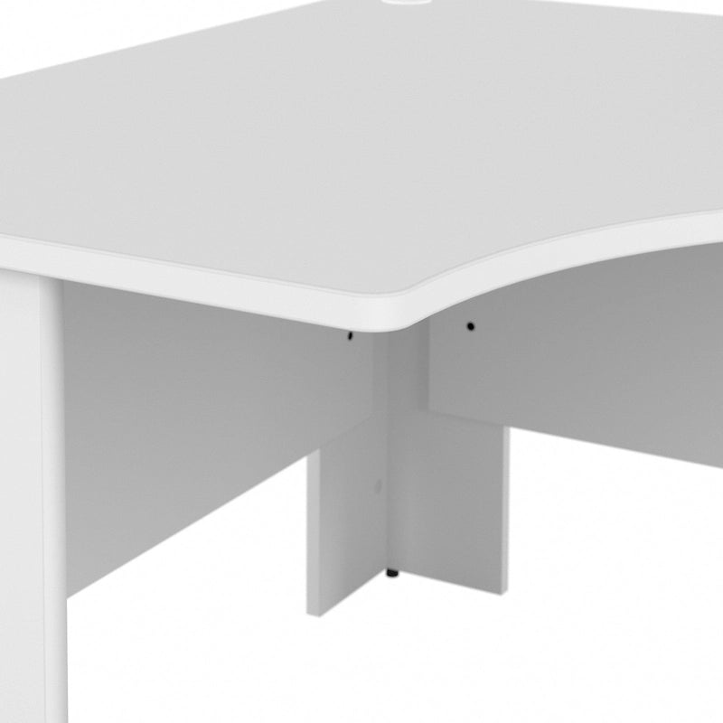 Bureau d'angle en L pour ordinateur avec gestion des câbles Gris orage Blanc platine