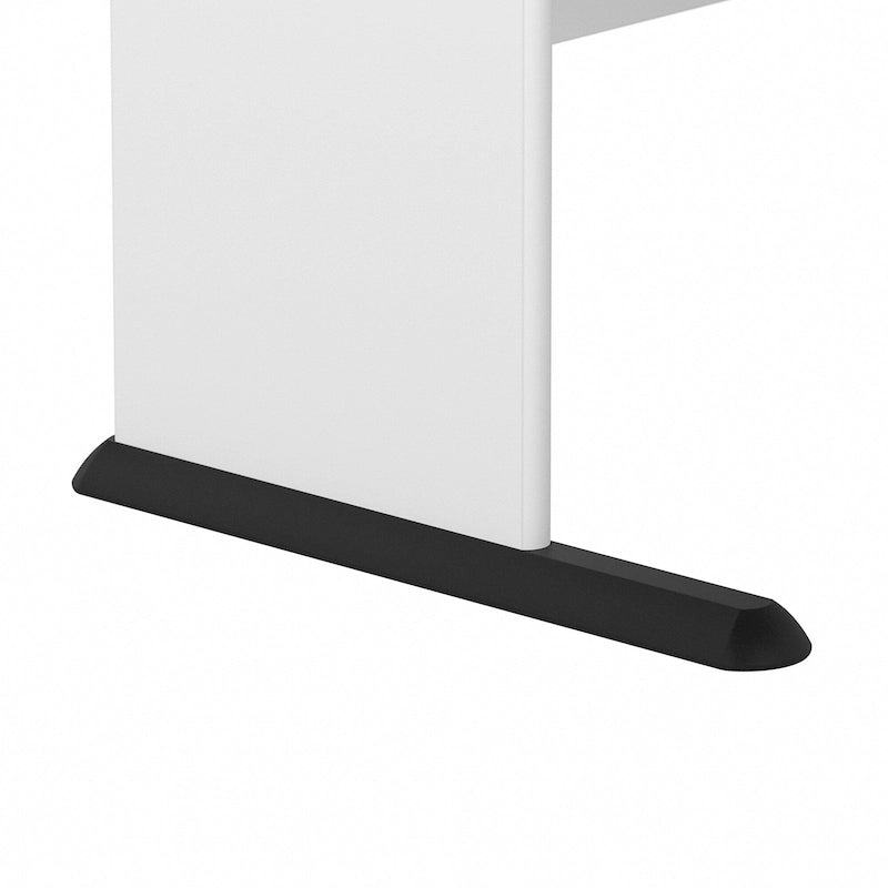 Bureau d'angle en L pour ordinateur avec gestion des câbles Gris orage Blanc platine