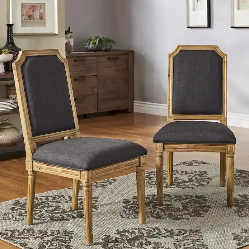Chaise de salle à manger arquée en lin avec cadre en bois d'hévéa sculpté, beige